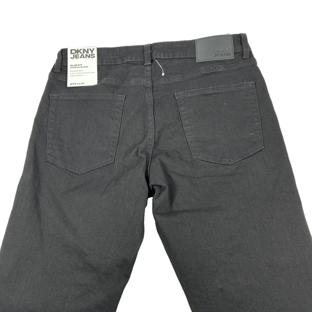 New Mens DKNY Jeans Bedford Slim Black Denim Size 32x30 NWT $79